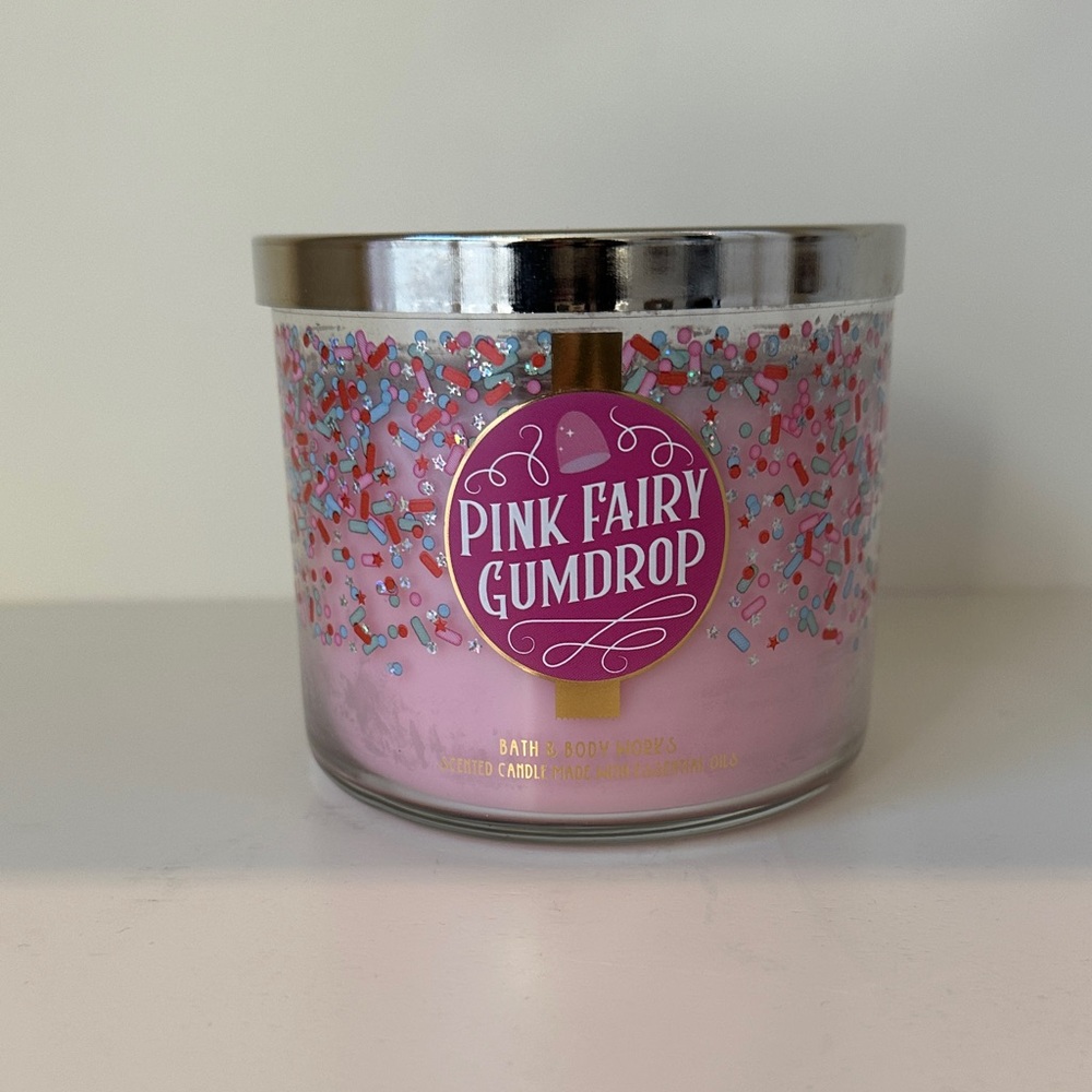Bath & Body Works Pink Fairy Gumdrop Candle with Silver Lid